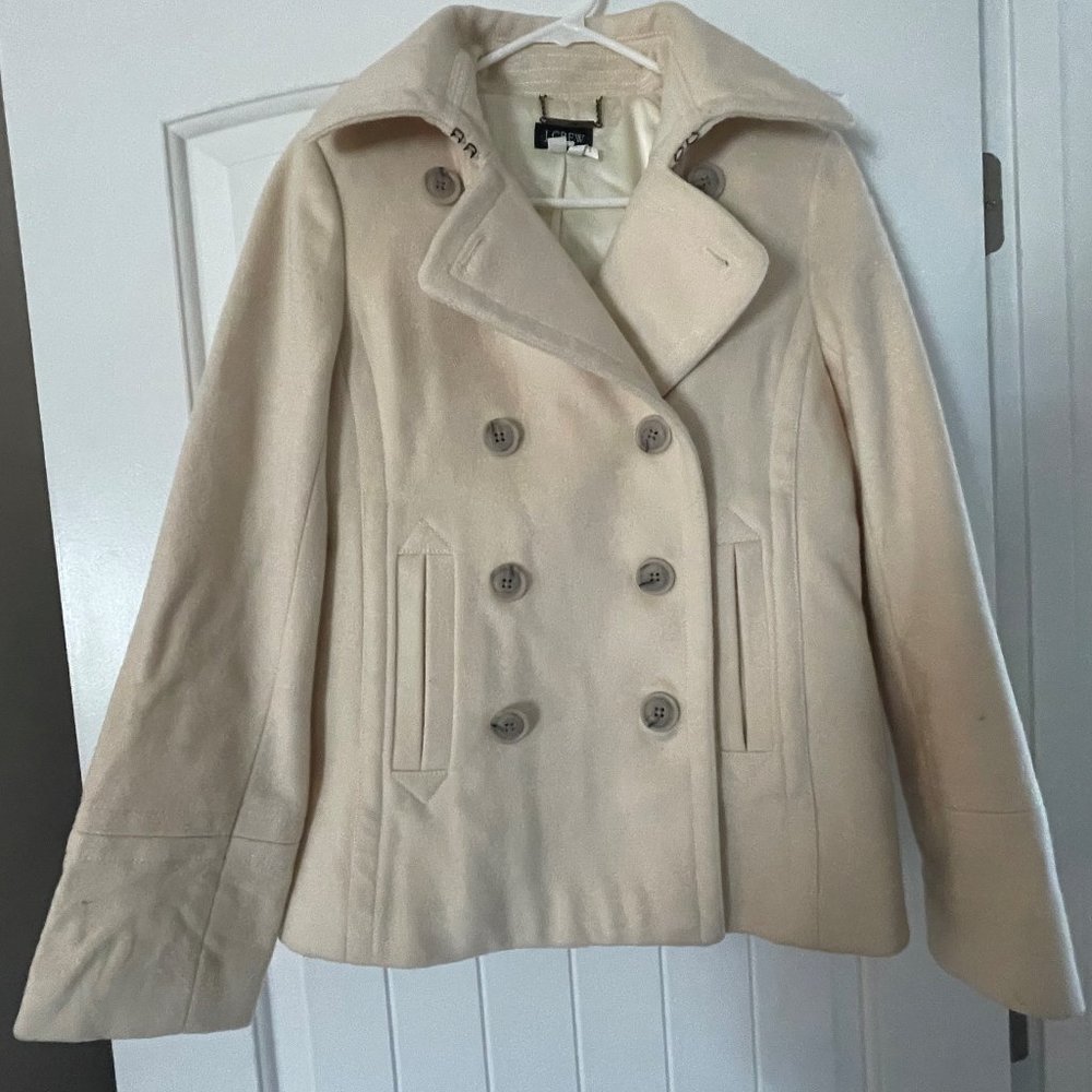 J.Crew Peacoat, Cream Color, Size S - Picture 1 of 7